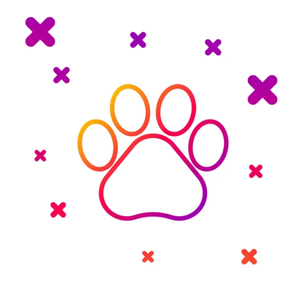 Färg linje Tass tryck ikonen isolerad på vit bakgrund. Hund- eller katttassavtryck. Djurspår. Lutande slumpmässiga dynamiska former. Vektor Illustration — Stock vektor