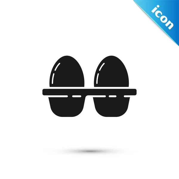 Œuf de poulet noir dans la boîte icône isolé sur fond blanc. Illustration vectorielle — Image vectorielle