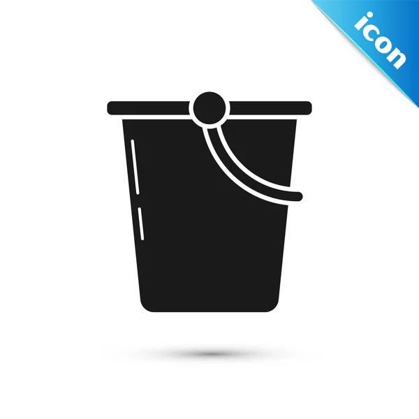Icona Black Bucket isolata su sfondo bianco. Illustrazione vettoriale — Vettoriale Stock