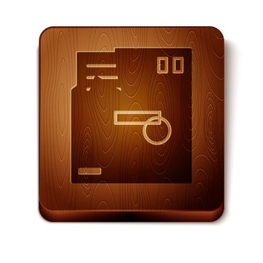 Kahverengi sipariş edilmiş zarf simgesi beyaz arkaplanda izole edilmiş. E- posta mektup sembolü. Tahta kare düğme. Vektör İllüstrasyonu