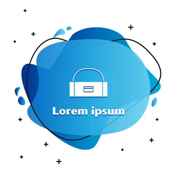 Fehér tok vagy doboz konténer wobbler és felszerelés halászati berendezés ikon elszigetelt fehér alapon. Horgászfelszerelés. Absztrakt transzparens folyékony alakzatokkal. Vektoros illusztráció — Stock Vector