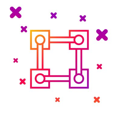 Renk çizgisi engelleme teknolojisi simgesi beyaz arkaplanda izole edildi. Kripto para birimi verileri. Soyut geometrik blok zincir ağ teknolojisi işi. Kademeli rastgele dinamik şekiller. Vektör İllüstrasyonu