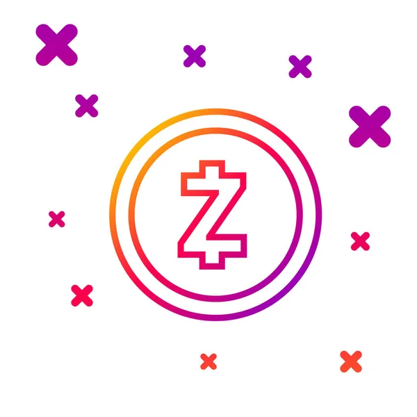 Színes vonal Cryptocurrency érme Zcash Zec ikon fehér háttérrel. Digitális valuta. Altcoin szimbólum. Blokkolólánc alapú biztonságos titkosító valuta. Fokozatos véletlenszerű dinamikus formák. Vektorillusztráció — Stock Vector