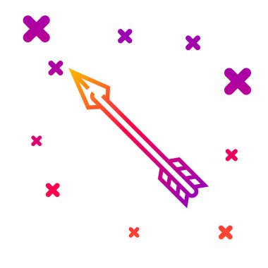 Beyaz arkaplanda izole edilmiş renk çizgisi Hippi ok simgesi. Kademeli rastgele dinamik şekiller. Vektör İllüstrasyonu