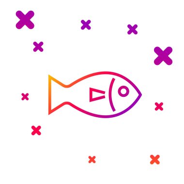 Renk çizgisi Balık simgesi beyaz arkaplanda izole edildi. Kademeli rastgele dinamik şekiller. Vektör İllüstrasyonu