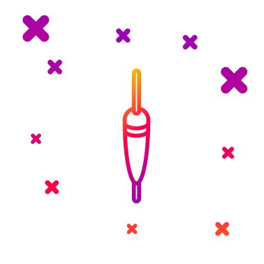 Renk çizgisi Balıkçılık simgesi beyaz arkaplanda izole edildi. Balık oltası. Kademeli rastgele dinamik şekiller. Vektör İllüstrasyonu