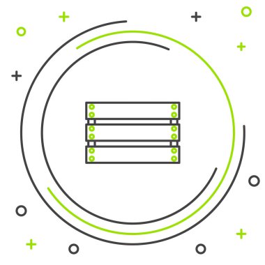 Siyah ve yeşil çizgi tahta kutu simgesi beyaz arkaplanda izole edildi. Market sepeti, depo sandığı. Sebzeler ve ürünler için boş ahşap kap. Renkli taslak konsepti. Vektör İllüstrasyonu