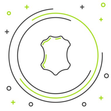 Beyaz arka planda siyah ve yeşil çizgili deri ikonu izole edildi. Renkli taslak konsepti. Vektör İllüstrasyonu