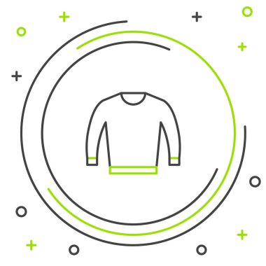 Siyah ve yeşil çizgi süveter ikonu beyaz arkaplanda izole edilmiş. Kazak ikonu. Renkli taslak konsepti. Vektör İllüstrasyonu