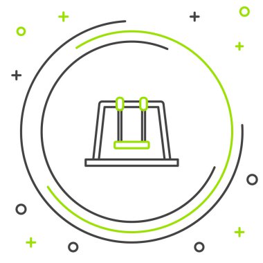 Siyah ve yeşil çizgi Swing simgesi beyaz arkaplanda izole edildi. Oyun alanı sembolü. Renkli taslak konsepti. Vektör İllüstrasyonu