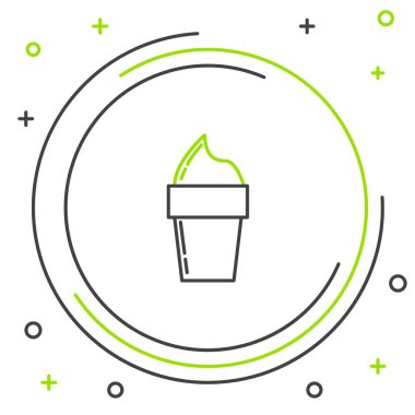 Siyah ve yeşil çizgi Dondurma waffle koni simgesi beyaz arka plan üzerinde izole. Tatlı bir sembol. Renkli anahat konsepti. Vektör İllüstrasyonu