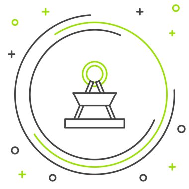 Siyah ve yeşil çizgi atlıkarınca ikonu beyaz arkaplanda izole edildi. Eğlence parkı. Çocuklar için eğlence parkı, eğlence parkı. Renkli taslak konsepti. Vektör İllüstrasyonu