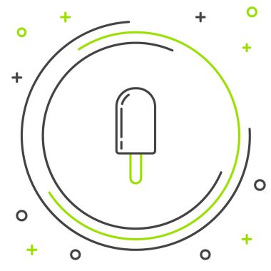 Siyah ve yeşil çizgi Dondurma simgesi beyaz arka plan üzerinde izole. Tatlı bir sembol. Renkli anahat konsepti. Vektör İllüstrasyonu