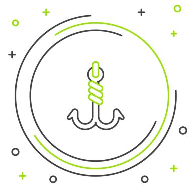 Siyah ve yeşil çizgili olta kancası beyaz arkaplanda izole edilmiş. Balık oltası. Renkli taslak konsepti. Vektör İllüstrasyonu