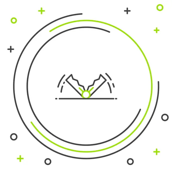 Černá a zelená čára Trap lov ikona izolované na bílém pozadí. Barevný koncept. Vektorová ilustrace — Stockový vektor