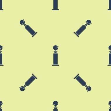 Mavi Kupa Altın Küre ikonu sarı arka planda kusursuz desen izole etti. Akademi ödülü ikonu. Filmler ve sinema sembolü. Vektör İllüstrasyonu