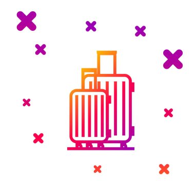 Seyahat simgesi için renkli bavul beyaz arkaplanda izole edildi. Seyahat bagaj tabelası. Seyahat bagaj ikonu. Kademeli rastgele dinamik şekiller. Vektör İllüstrasyonu