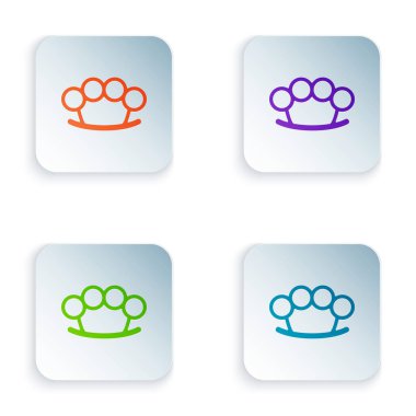 Renkli Brass eklem simgesi beyaz arkaplanda izole edildi. Renkli kare düğmelere simgeleri yerleştir. Vektör İllüstrasyonu