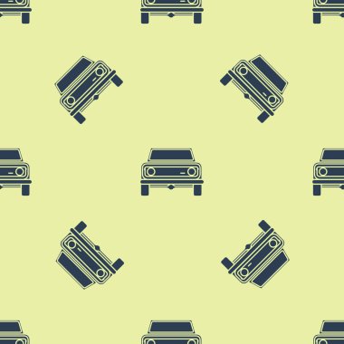 Mavi off road car ikonu sarı arka planda izole edilmiş pürüzsüz desen. Cip işareti. Vektör İllüstrasyonu