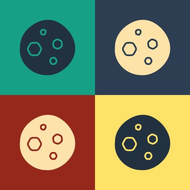 Renkli kurabiye ya da çikolata ikonlu bisküvi renkli arka planda izole. Klasik tarzda çizim. Vektör İllüstrasyonu