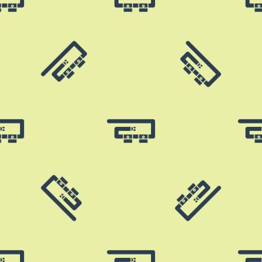 Mavi dalış kuşağı ikonu sarı arka planda izole edilmiş pürüzsüz desen. Dalış takımları. Su altı ekipmanları. Vektör İllüstrasyonu