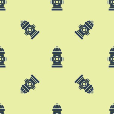 Mavi yangın musluğu simgesi sarı arkaplanda izole edilmiş pürüzsüz desen. Vektör İllüstrasyonu