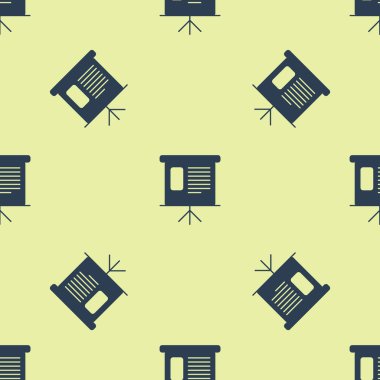 Grafik, çizelge, grafik, diyagram, bilgi grafiği, turta grafiği ikonu sarı arkaplanda izole edilmiş kusursuz desenli mavi sunum finans kurulu. Vektör İllüstrasyonu