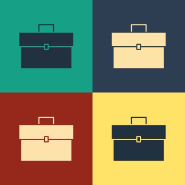 Renk Evrak Çantası simgesi renk arka planda yalıtılmış. İş davası işareti. İş portföyü. Vintage tarzı çizim. Vektör İllüstrasyonu