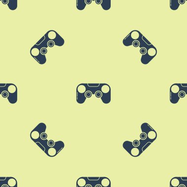 Mavi Gamepad simgesi sarı arkaplandaki kusursuz deseni izole etti. Oyun kontrolörü. Vektör İllüstrasyonu