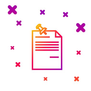 Beyaz arkaplanda iğnelenmiş düğme simgesine sahip renkli not kağıdı. Not kağıdı tabelası. Kademeli rastgele dinamik şekiller. Vektör İllüstrasyonu