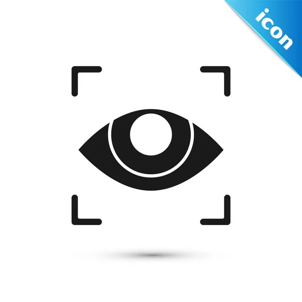 Icona di scansione Occhio Nero isolata su sfondo bianco. Occhio di scansione. Controllo di sicurezza. Segno oculare informatico. Illustrazione vettoriale — Vettoriale Stock