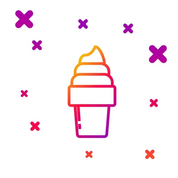 Ligne de couleur Crème glacée en cône de gaufre icône isolée sur fond blanc. Doux symbole. Formes dynamiques aléatoires de gradient. Illustration vectorielle — Image vectorielle