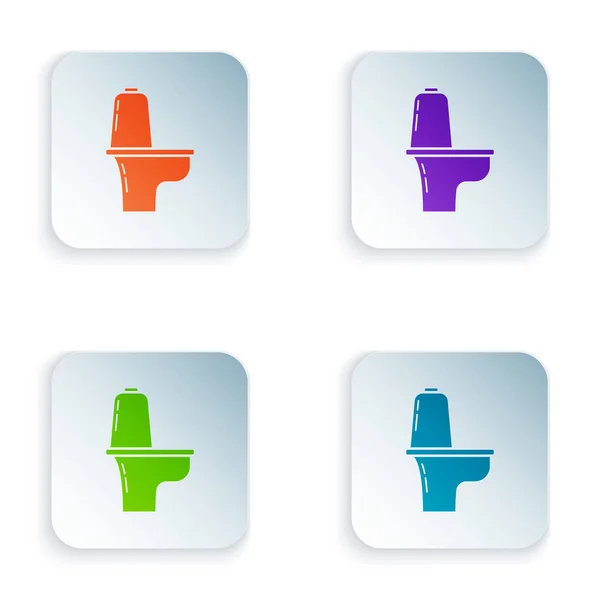 Colore Icona WC isolato su sfondo bianco. Set icone in colorati pulsanti quadrati. Illustrazione vettoriale — Vettoriale Stock
