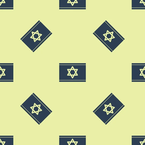 Ікона блакитного прапора Ізраїлю виділила на жовтому тлі безшовний візерунок. Національний патріотичний символ. Векторний приклад — стоковий вектор