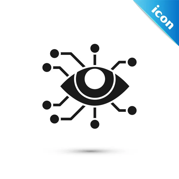 Schwarzes Auge Scan-Symbol isoliert auf weißem Hintergrund. Augen abtasten. Sicherheitsüberprüfungssymbol. Cyber-Augenzeichen. Vektorillustration — Stockvektor