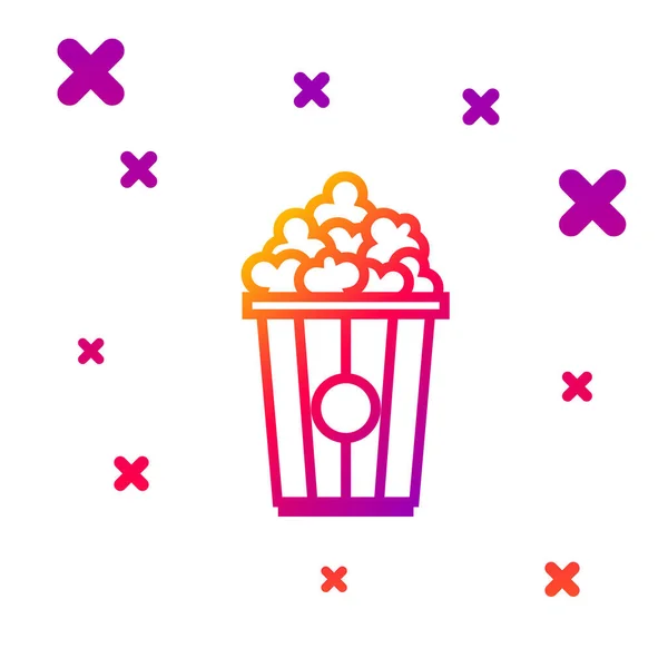 Χρώμα γραμμή Popcorn σε χάρτινο κουτί εικονίδιο απομονώνονται σε λευκό φόντο. Κουτί με ποπ κορν. Βαθμιδωτά τυχαία δυναμικά σχήματα. Εικονογράφηση διανύσματος — Διανυσματικό Αρχείο