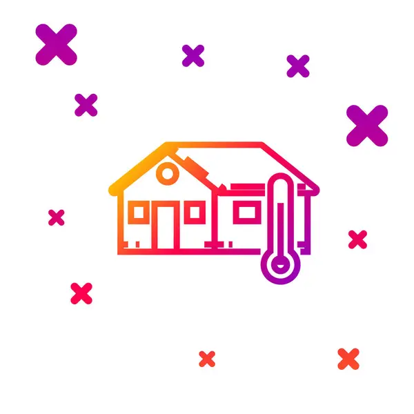 Farblinie Haus Temperatur Symbol isoliert auf weißem Hintergrund. Thermometer-Symbol. Gradienten zufällige dynamische Formen. Vektorillustration — Stockvektor