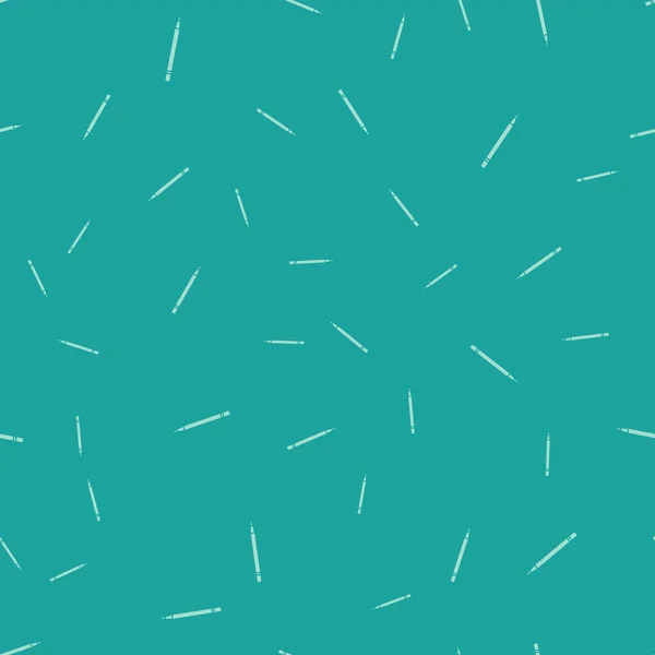 Lápis verde com borracha e ícone de linha isolado padrão sem costura no fundo verde. Ferramentas de desenho e educação. Símbolo do escritório. Ilustração vetorial —  Vetores de Stock