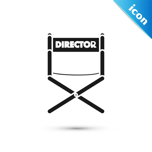 Black Director icono de la silla de cine aislado sobre fondo blanco. Industria cinematográfica. Ilustración vectorial — Vector de stock