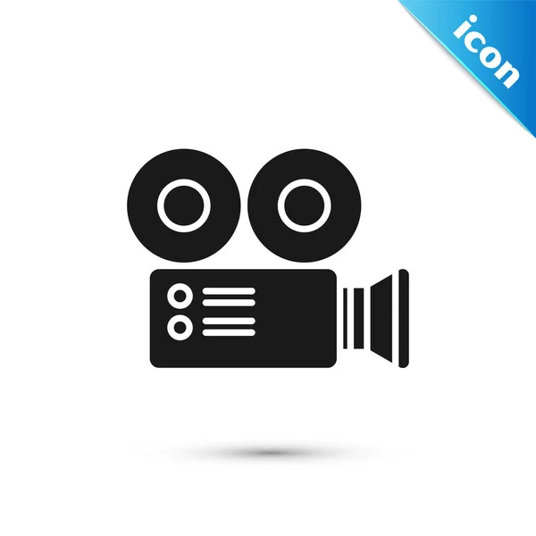 Icono de la cámara Black Cinema aislado sobre fondo blanco. Videocámara. Signo de película. Proyector de cine. Ilustración vectorial — Vector de stock