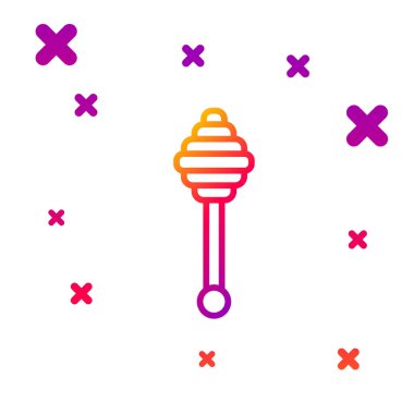 Bal Dipper çubuğu simgesi beyaz arkaplanda izole edilmiş. Tatlı kepçe. Kademeli rastgele dinamik şekiller. Vektör İllüstrasyonu