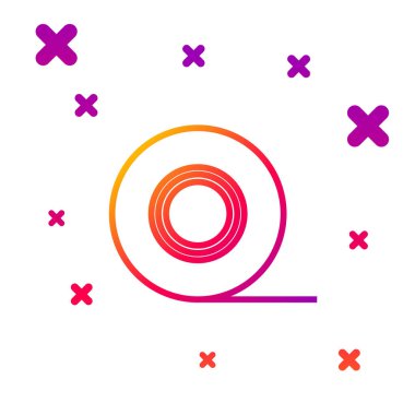 Beyaz arkaplanda izole edilmiş renkli Scotch simgesi. İş ve onarım için bir rulo yapışkan bant. Yapışkan koli bandı. Ofis aletleri falan. Kademeli rastgele dinamik şekiller. Vektör İllüstrasyonu