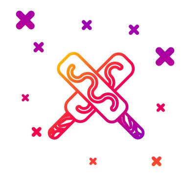 Renkli dondurma simgesi beyaz arkaplanda izole edilmiş. Güzel sembol. Kademeli rastgele dinamik şekiller. Vektör İllüstrasyonu