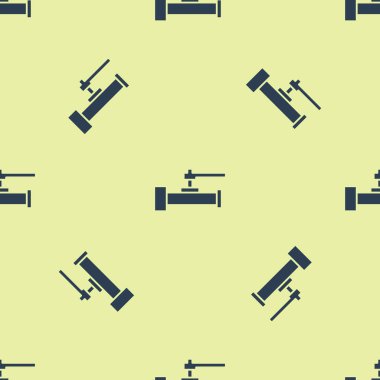 Mavi Endüstri metalik borular ve kapakçık ikonu sarı arka planda izole edilmiş pürüzsüz desen. Vektör İllüstrasyonu