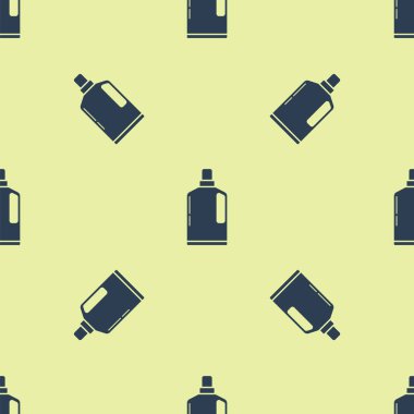 Sıvı çamaşır deterjanı, çamaşır suyu, bulaşık suyu ya da sarı arka planda izole edilmiş başka bir temizlik maddesi ikonu için mavi plastik şişe. Vektör İllüstrasyonu