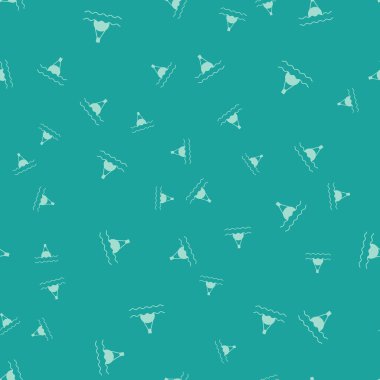 Deniz ikonunda yüzen yeşil şamandıra yeşil arka planda izole edilmiş. Vektör İllüstrasyonu