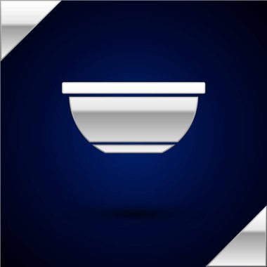 Gümüş Kase simgesi koyu mavi arkaplanda izole edilmiş. Vektör İllüstrasyonu