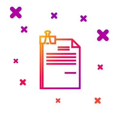 Renk çizgisi dosyası ve klasör klipsi simgesi beyaz arkaplanda izole edildi. Kontrol listesi simgesi. İş konsepti. Kademeli rastgele dinamik şekiller. Vektör İllüstrasyonu