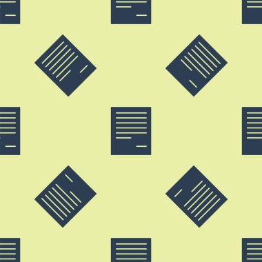 Mavi Belge simgesi sarı arkaplandaki kusursuz deseni izole etti. Dosya simgesi. Kontrol listesi simgesi. İş konsepti. Vektör İllüstrasyonu