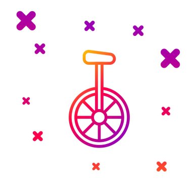Renkli tek tekerlekli bisiklet ya da beyaz arkaplanda izole edilmiş bir bisiklet ikonu. Tekerlekli bisiklet. Kademeli rastgele dinamik şekiller. Vektör İllüstrasyonu